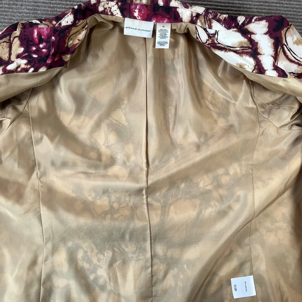 Alfred Dunner‎ Womens Size 12 Abstract Watercolor Open Front 3/4 Sleeve Jacket